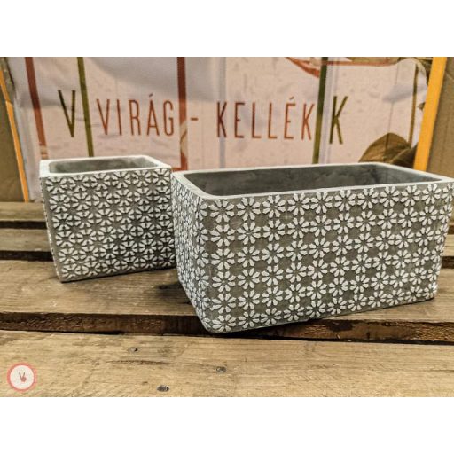 beton kocka kaspó etno 