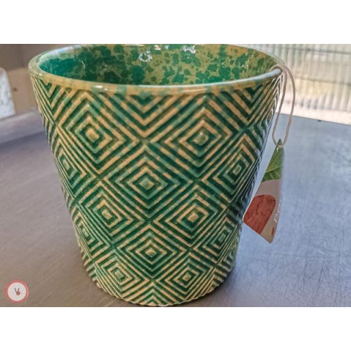 vintage kerámia kaspó zöld  mintás