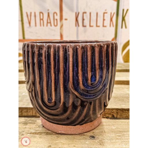 kerámia kaspó  barna, art deco  mintás  